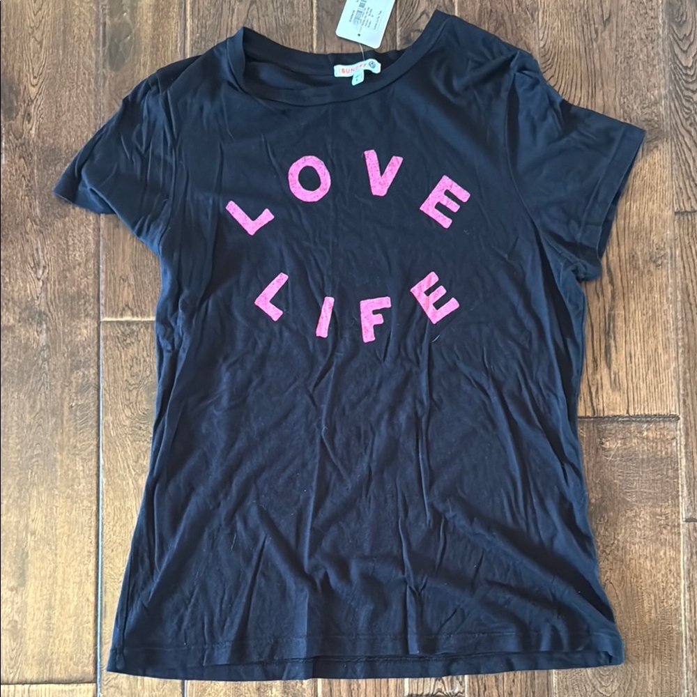 Sundry Black and Pink Short Sleeve Tee